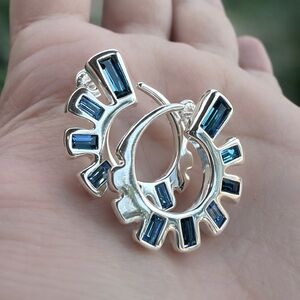 Swirl Earrings with Blue Crystals